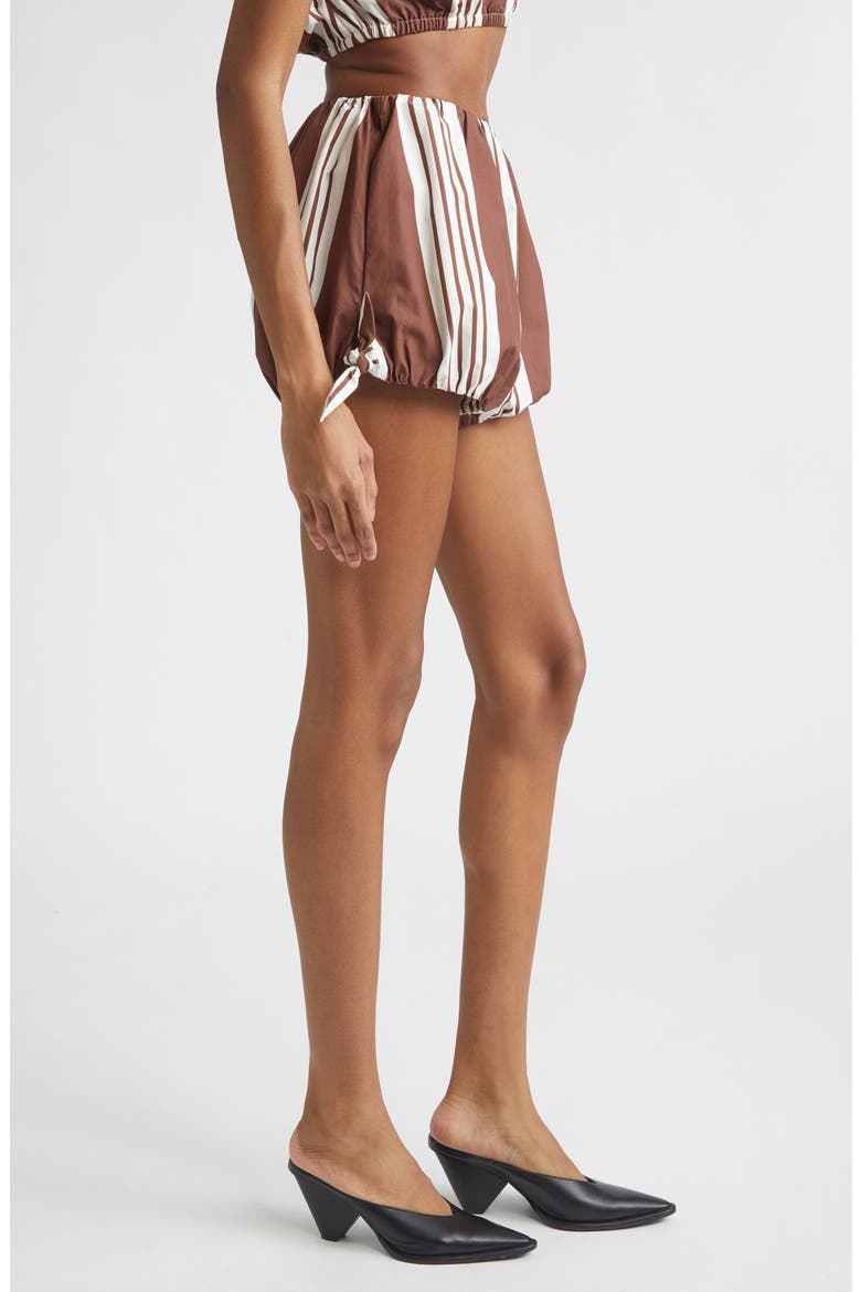 Rosie Stripe Bubble Hem Shorts, Alternate, color, CHOC STRIPE