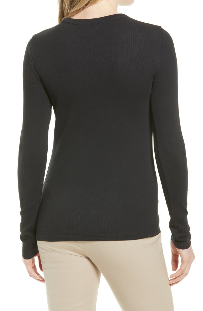 Nordstrom Everyday Stretch Pima Cotton Ribbed T-Shirt, Alternate, color, Black