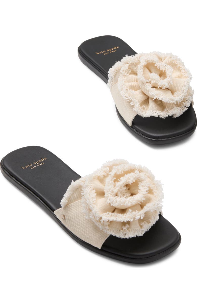 Kate Spade New York flourish slide sandal, Alternate, color, Cream/ Black.