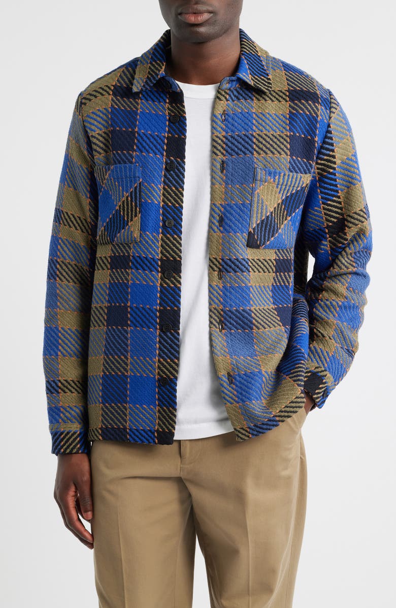 Wax London Whiting Overshirt, Main, color, Blue / Khaki