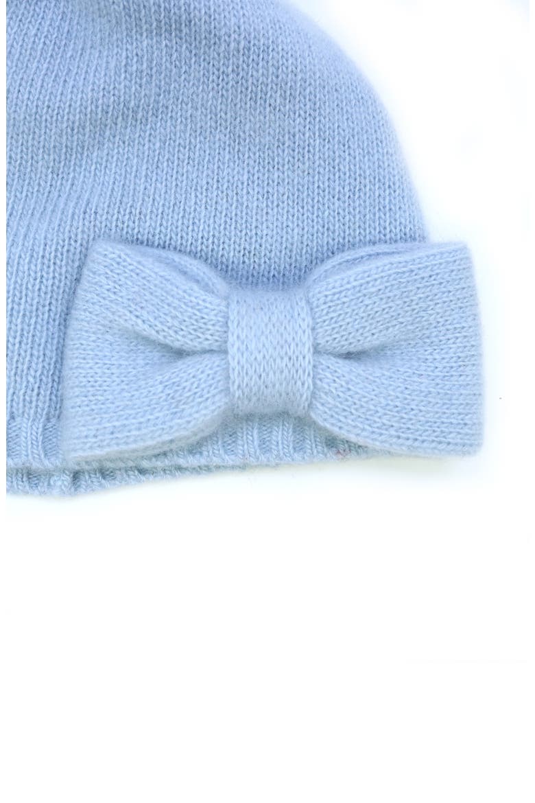 Cashmere Beanie with Bow, Alternate, color, DEW BLUE