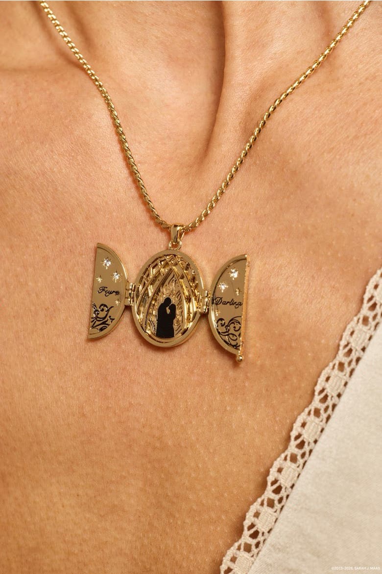 A Court of Thorns and Roses "There You Are" Locket Necklace, Alternate, color, Gold