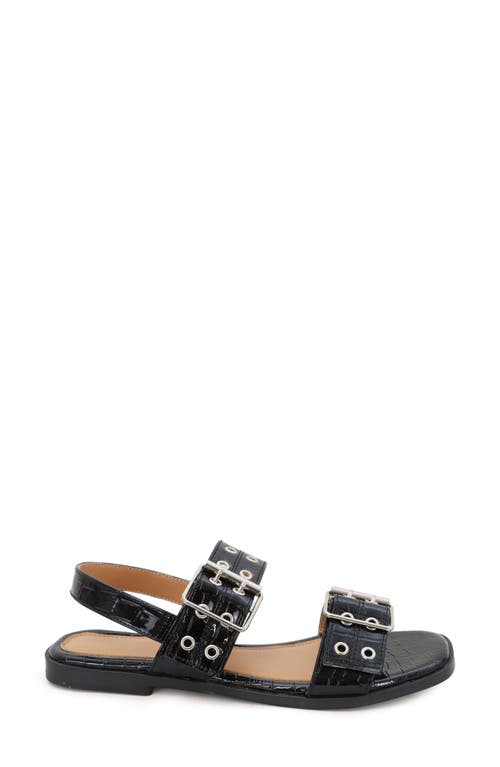 Yoki Holly Grommet Slingback Sandal In Black