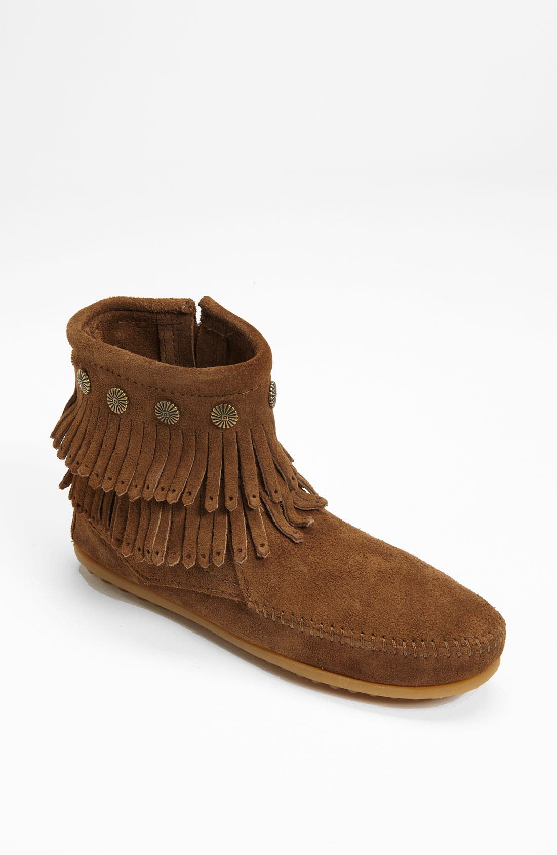 Double Fringe Boot, Main, color, DUSTY BROWN SUEDE