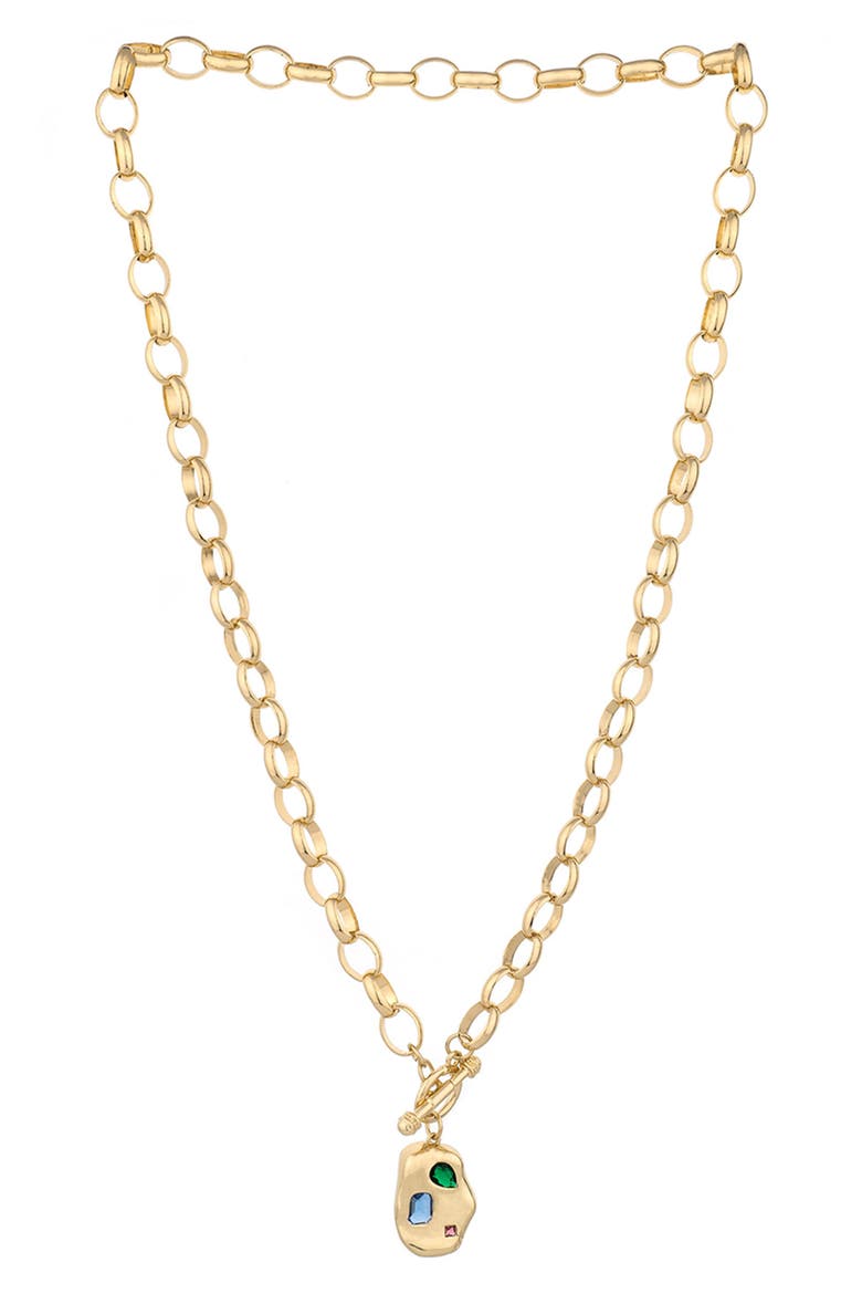 Rainbow Nugget Pendant Necklace, Alternate, color, GOLD