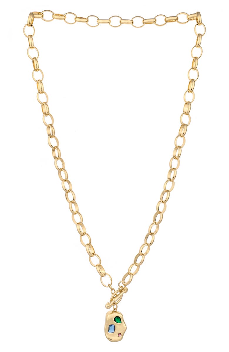 Ettika Rainbow Nugget Pendant Necklace, Alternate, color, Gold