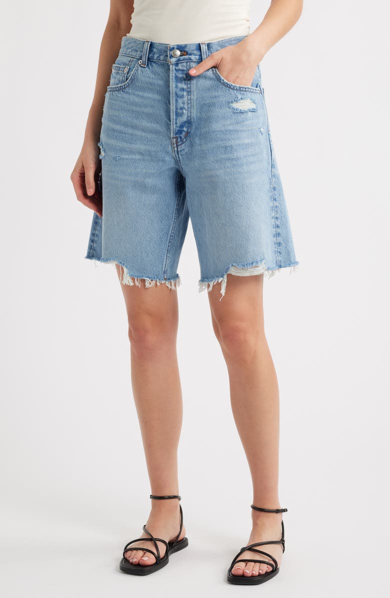 Madewell The Essex Raw Hem Long Baggy Denim Shorts, Main, color,