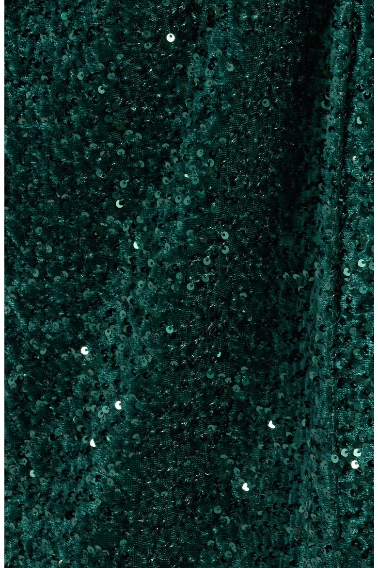 Sequin Long Sleeve Wrap Dress, Alternate, color, PINE FOREST