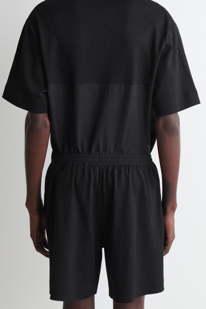 Ribbed Cotton-jersey Shorts, Alternate, color, BLACK