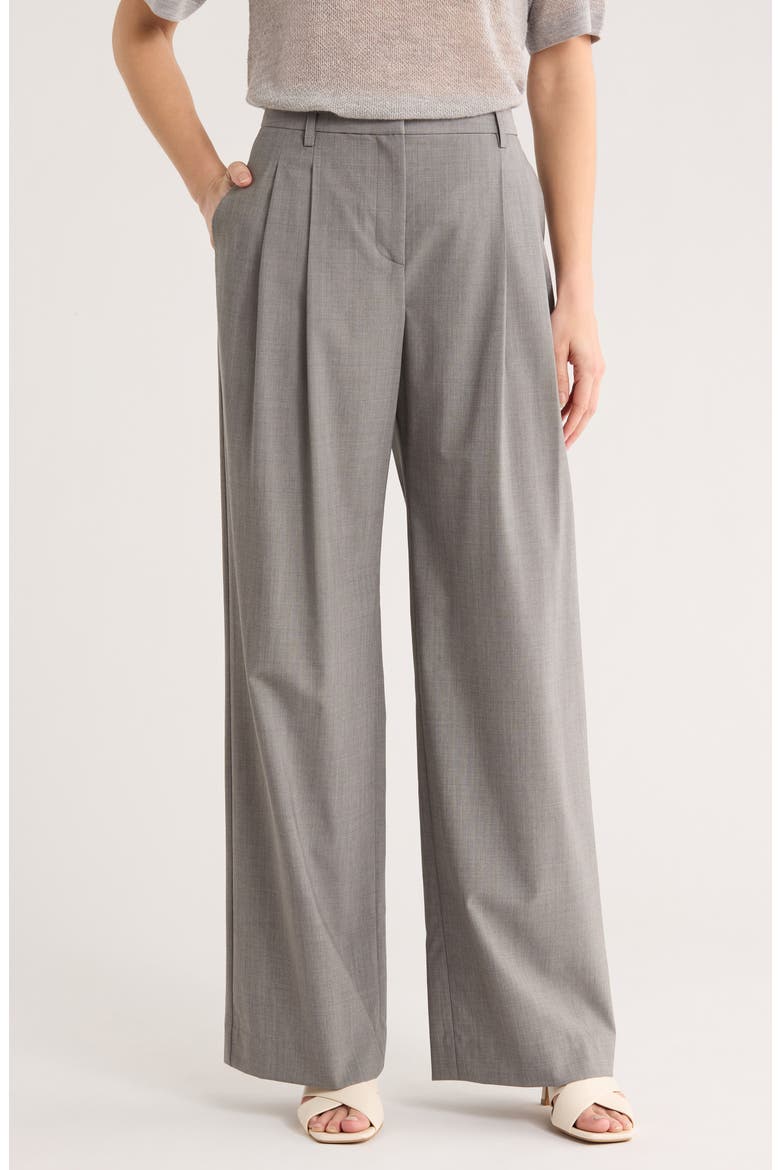 Sulli Pleated Stretch Wool Pants, Main, color, MEDIUM HEATHER GREY