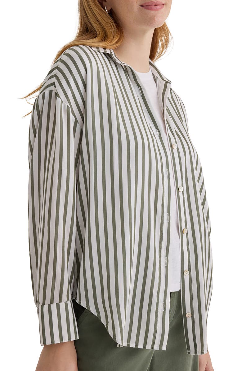 Bella Dahl Stripe Oversize Button-Up Shirt, Alternate, color, Fernwood Stripe