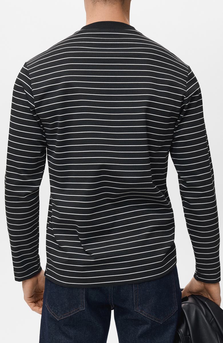 MANGO Stripe Long Sleeve T-Shirt, Alternate, color, Black