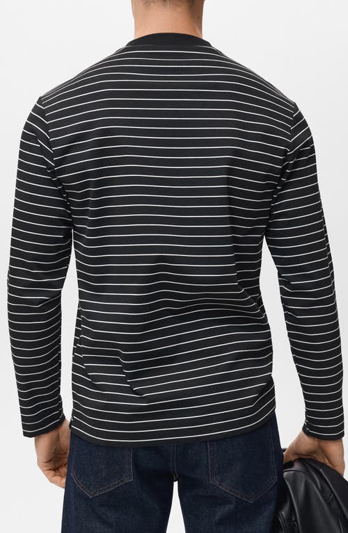 Mango Stripe Long Sleeve T-shirt In Black