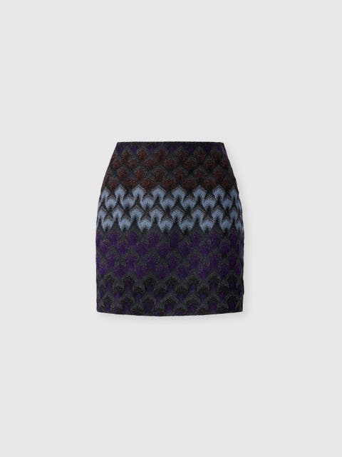 Viscose Lamé Mini Skirt With Lace Motif