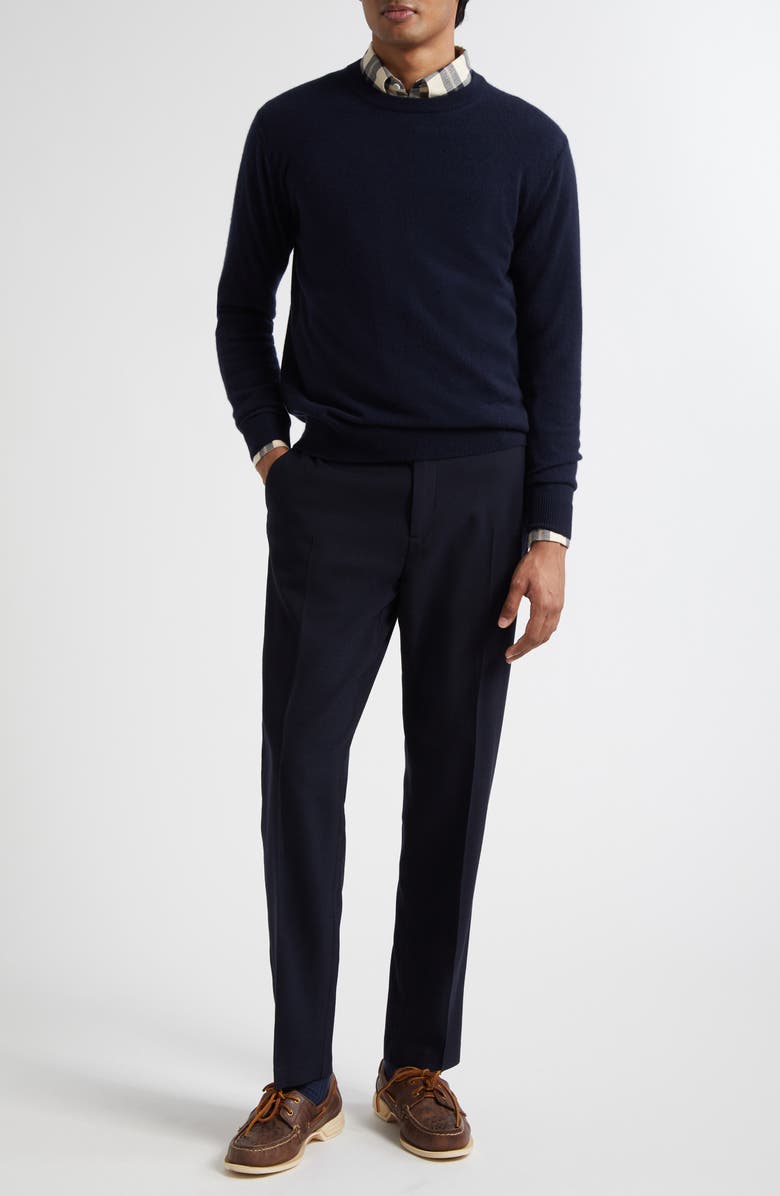 Sunspel Textured Stretch Wool Trousers, Alternate, color, Navy