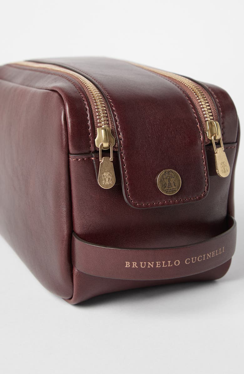 Brunello Cucinelli Beauty case with double zipper, Alternate, color, Burgundy