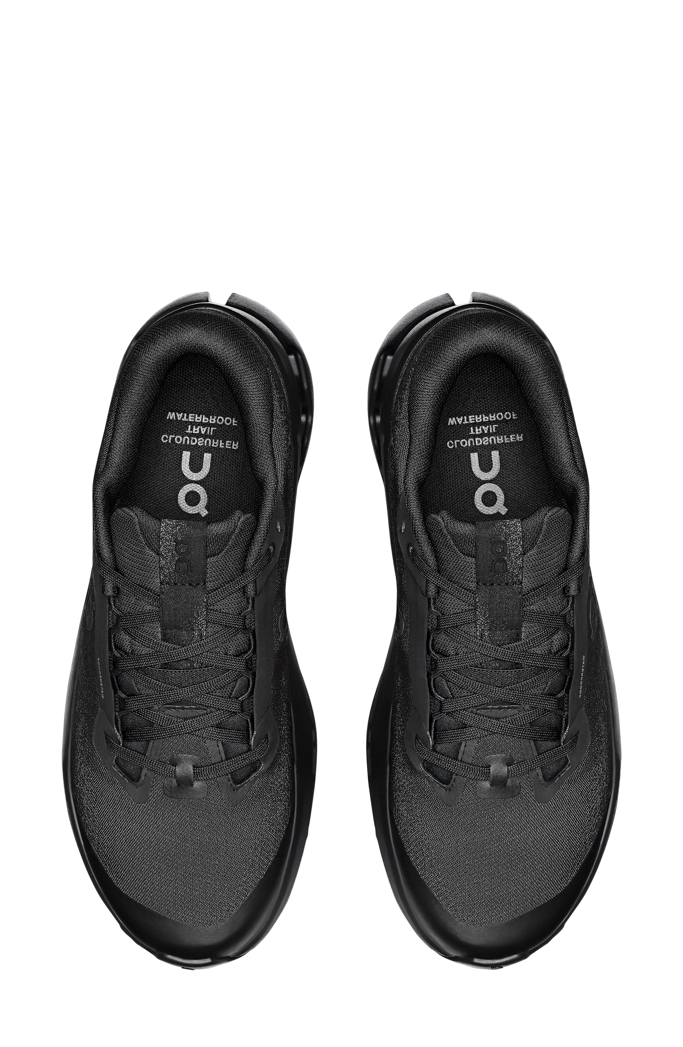 On Cloudsurfer Trail 2 Waterproof Trail Running Shoe, Alternate, color, Black/ Black