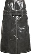 DIESEL® L-Ascar Belted Patent Leather Midi Skirt