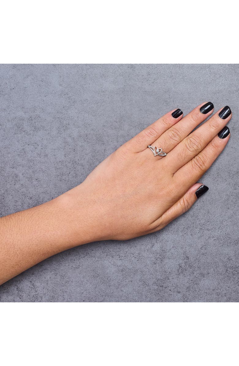 Haus of Brilliance 10K Rose Gold Plated Silver 1/5 Cttw Diamond Open Heart Promise Ring, Alternate, color, White Gold Over Silver