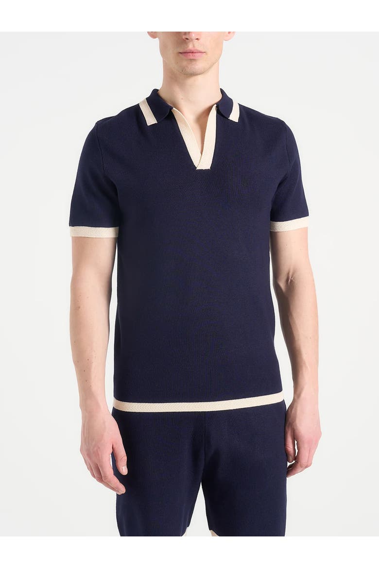 Lambert Contrast Detail Knit Polo Shirt, Alternate, color, Navy