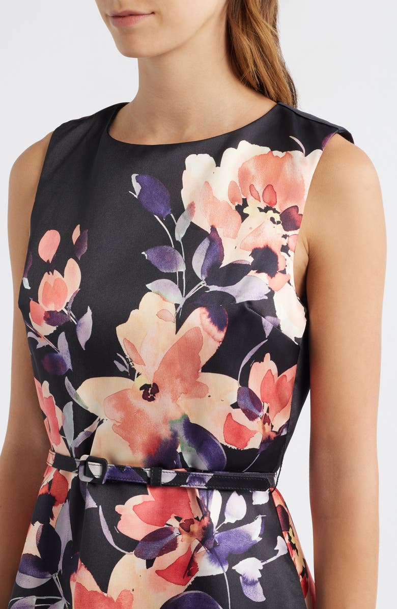 Julia Jordan Placed Floral Cocktail Midi Dress, Alternate, color, Black Multi