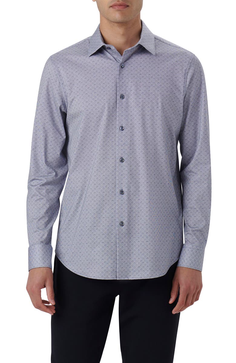 Bugatchi James OoohCotton<sup>®</sup> Geometric Floral Button-Up Shirt, Main, color,