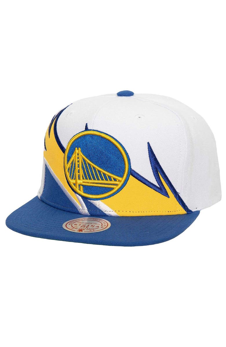 Mitchell & Ness Men's Mitchell & Ness White/Royal Golden State Warriors Waverunner Snapback Hat, Main, color, White
