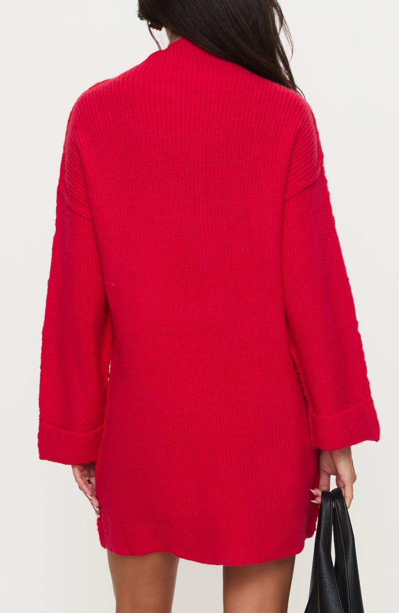 Princess Polly Weslie Long Sleeve Shift Sweater Dress, Alternate, color, Red