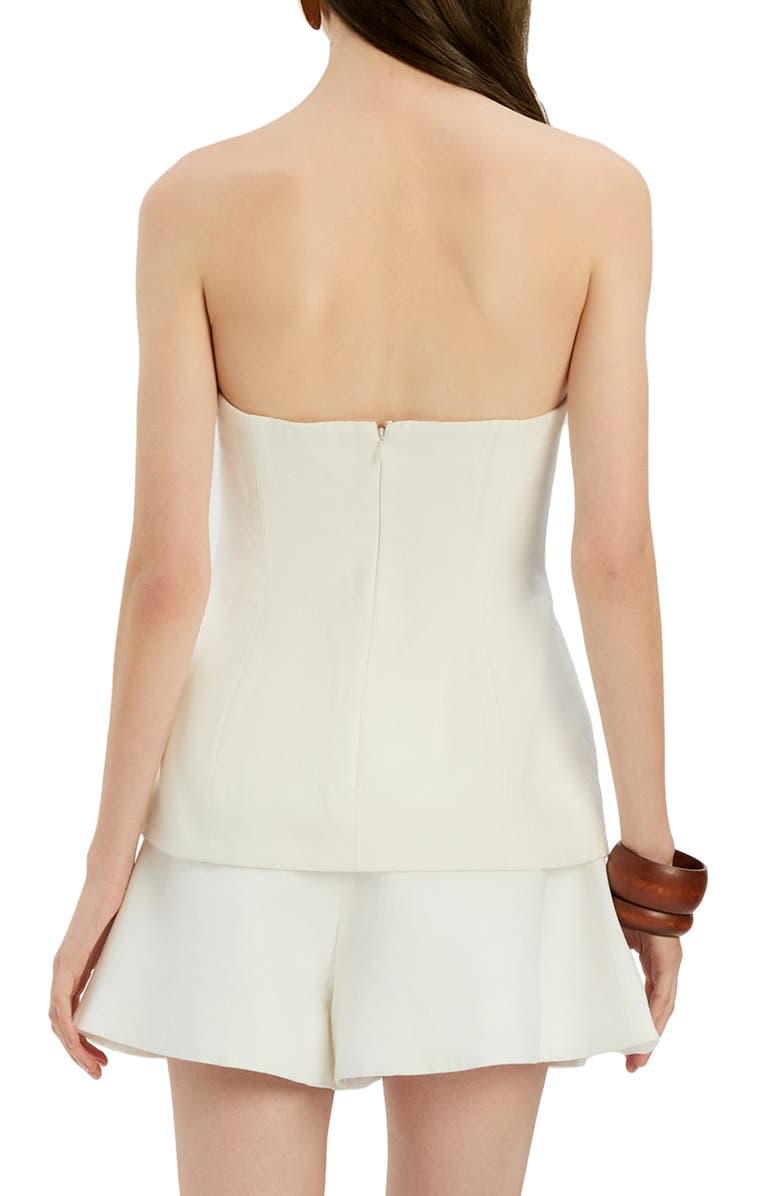 Bardot Helenia Strapless Linen Top, Alternate, color, Orchid White