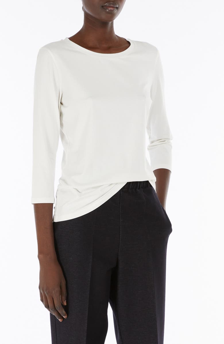 MM by Max Mara Moritz Stretch Cotton Top, Alternate, color, White