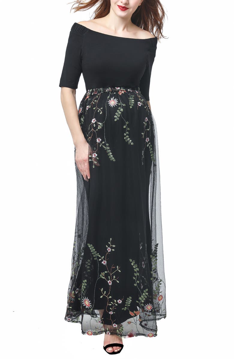 Kimi and Kai Willow Off the Shoulder Maternity Gown, Main, color,
