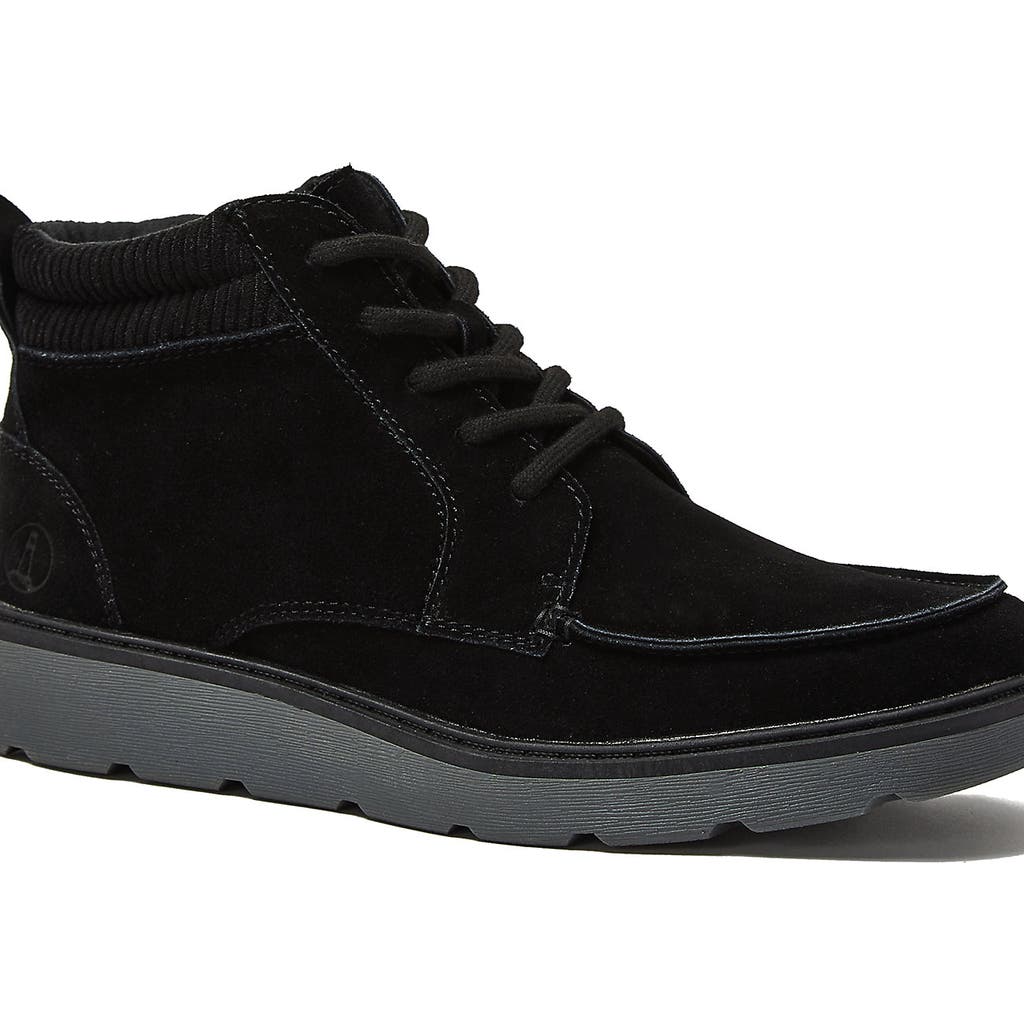 Lands' End Moc Toe Flannel Lined Lace Up Boots In Black