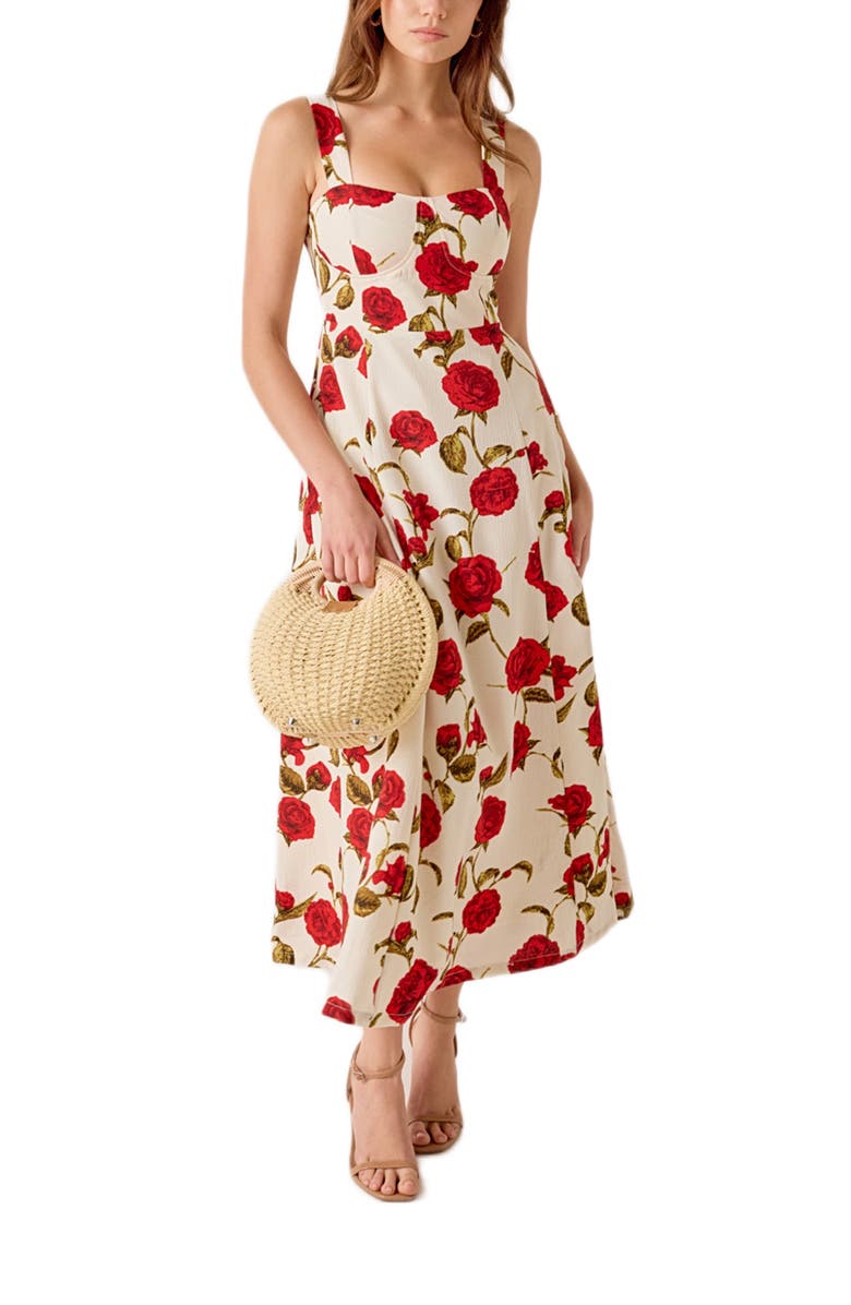 MARSY Rose Print Maxi Dress, Alternate, color, Ivory Multi