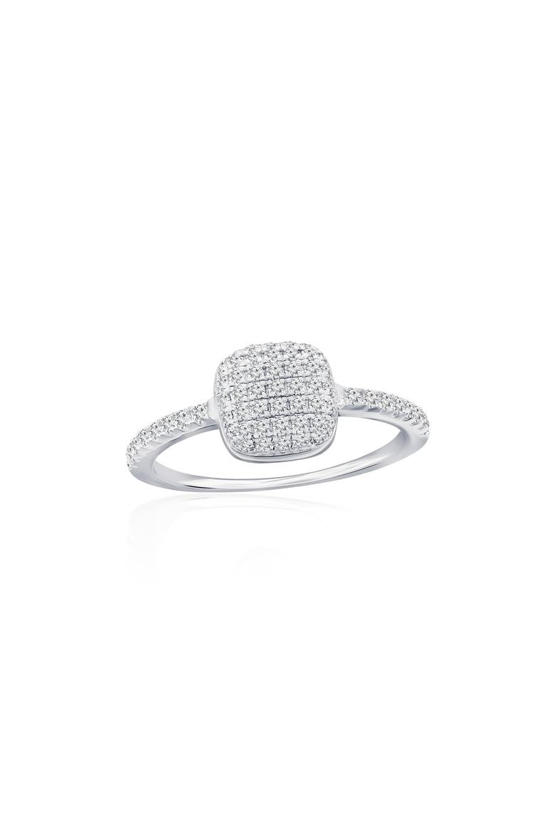 Square Pavé Cubic Zirconia Ring, Main, color, SILVER