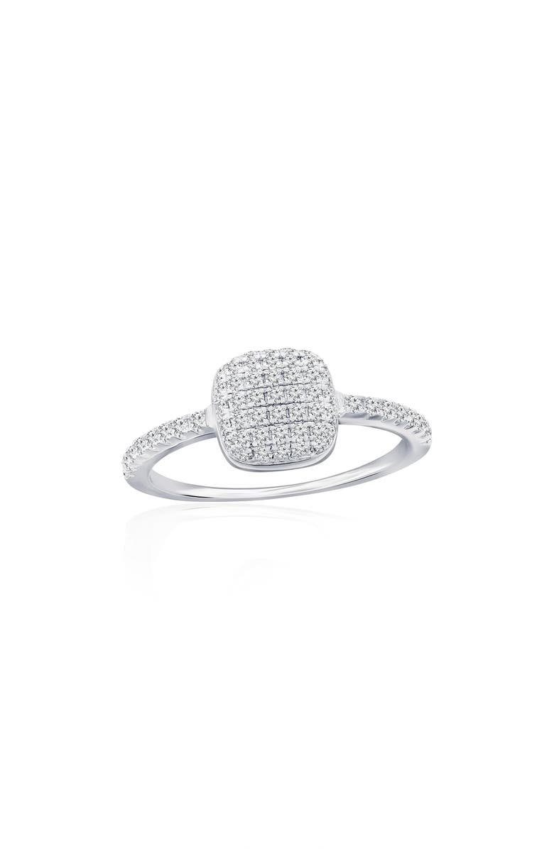 SIMONA Square Pavé Cubic Zirconia Ring, Main, color, Silver