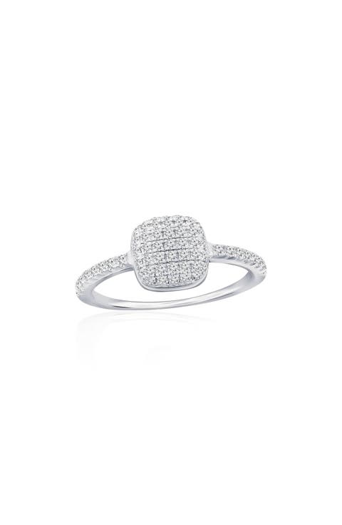 Square Pavé Cubic Zirconia Ring