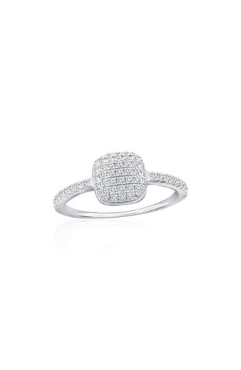 Simona Square Pavé Cubic Zirconia Ring In Silver