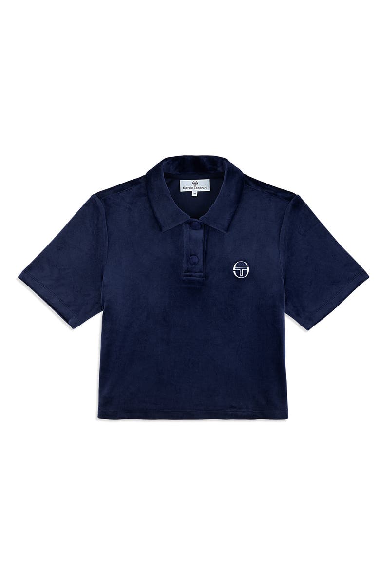 Adele Velour Polo, Alternate, color, MARITIME BLUE