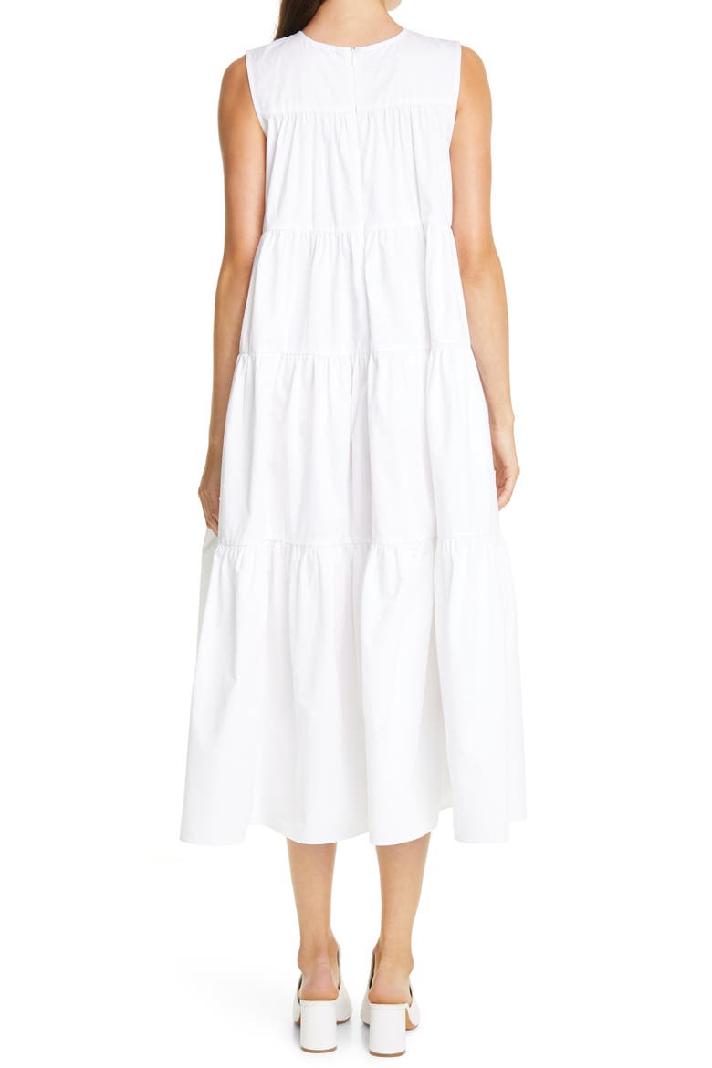 Tiered Cotton Midi Dress, Alternate, color, WHITE