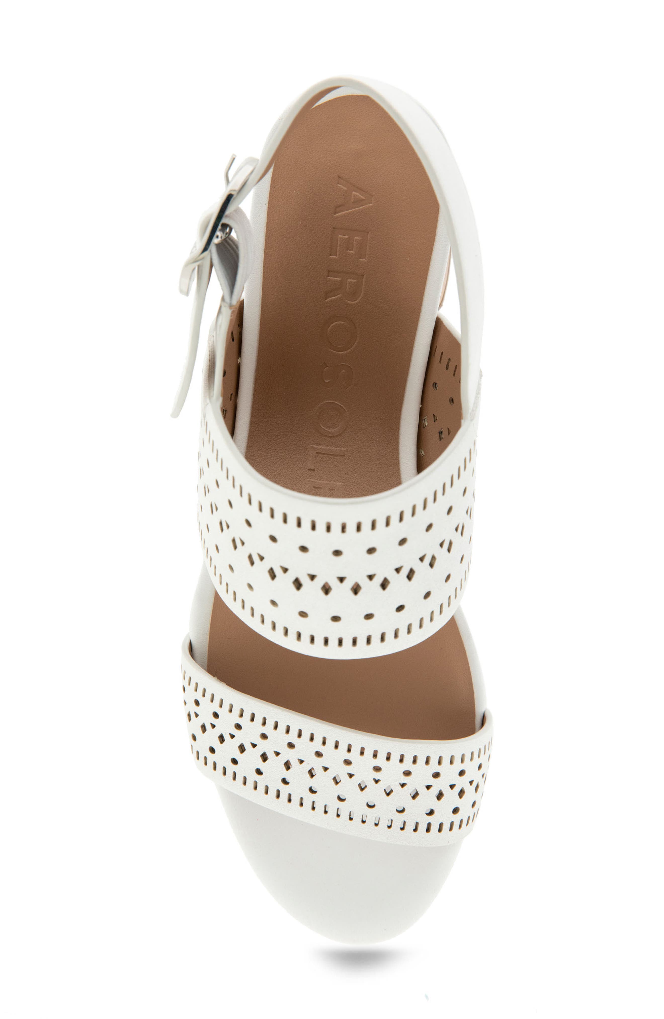 Aerosoles Camera Perforated Slingback Platform Sandal, Alternate, color, White Perforated Faux Leather