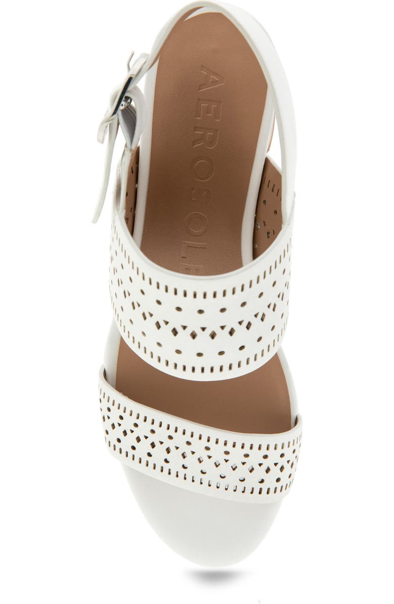 Aerosoles Camera Perforated Slingback Platform Sandal, Alternate, color, White Perforated Faux Leather