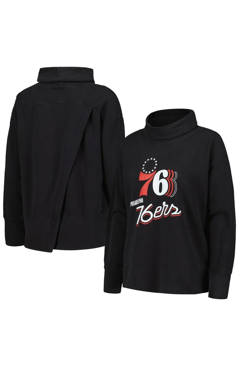 LEVELWEAR Women's Levelwear Black Philadelphia 76ers Sunset Pullover Sweatshirt, Alternate, color, Black