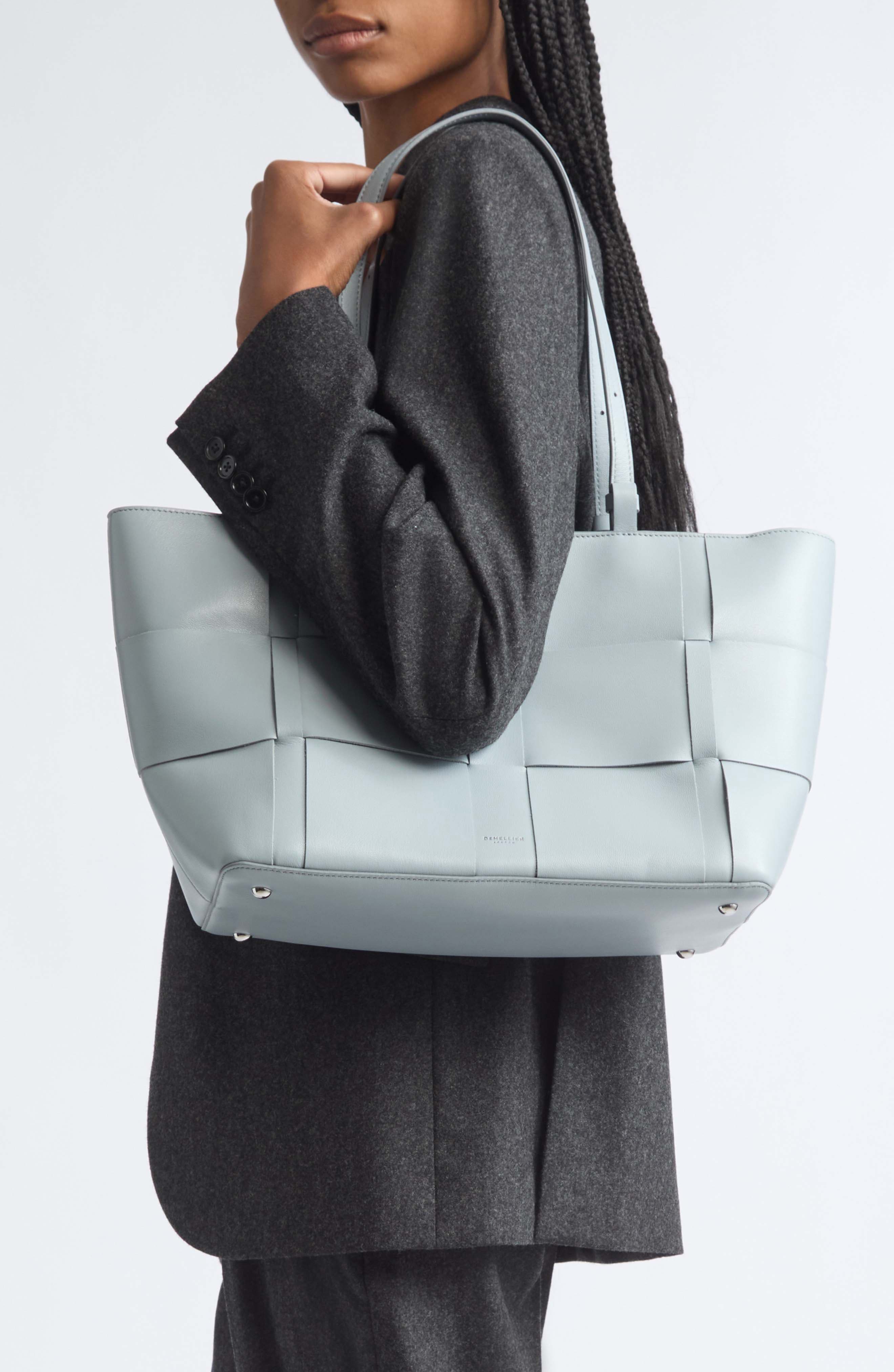 The Florence Woven Leather Tote, Alternate, color, PACIFIC