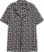 Balmain Macro Monogram Short Sleeve Pajama Shirt