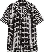 Balmain Macro Monogram Short Sleeve Pajama Shirt