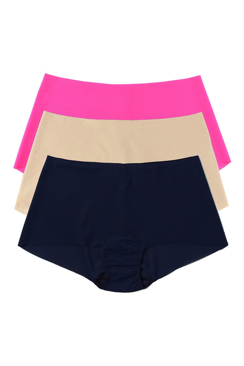 Breathe Assorted 3-Pack Boyshorts, Main, color, PINK/ TAN/ BLACK
