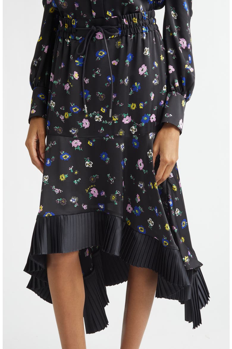 Floral Print Skirt, Alternate, color, BLACK