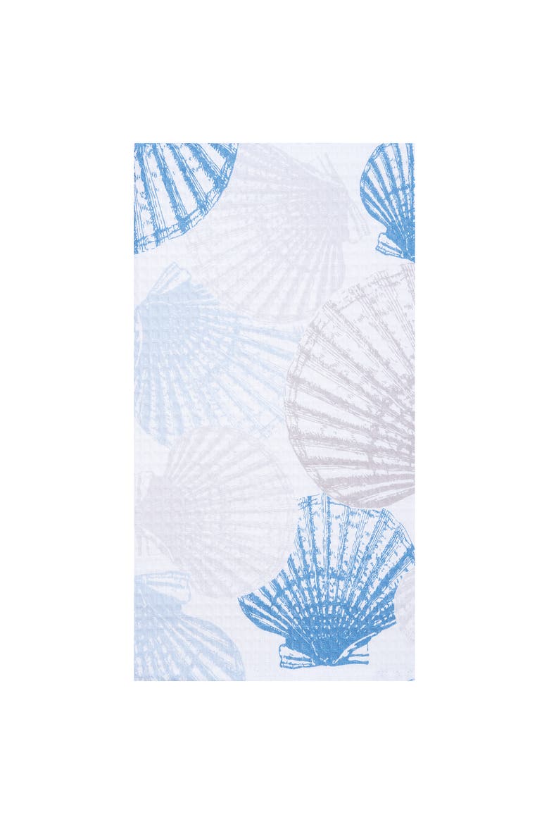 27" x 18" Scallop Shells Kitchen and Bathroom Graphic Print Hand Towel, Main, color, Blue