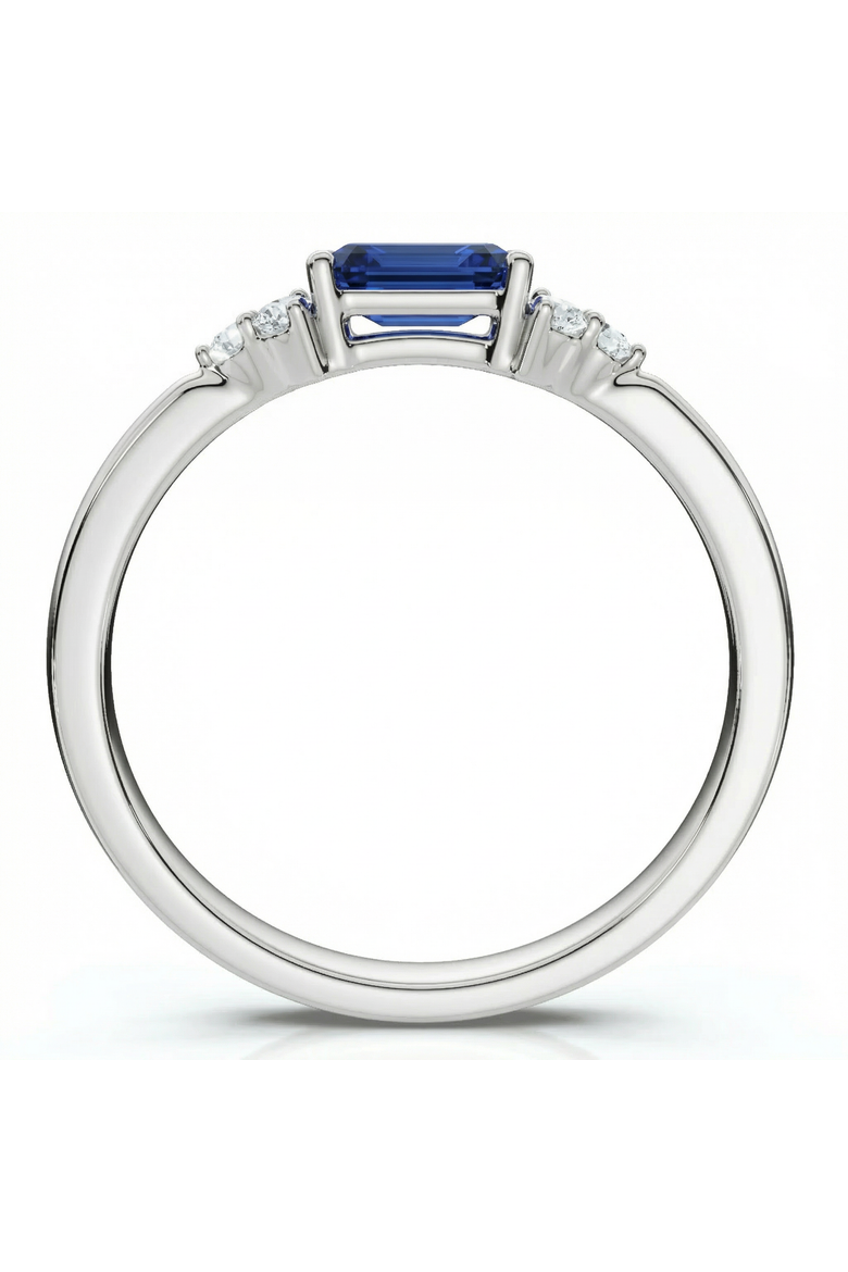 1/3Ct Thin Sapphire Diamond Stackable Wedding Ring 14k Gold Lab Grown, Alternate, color, 14k White Gold