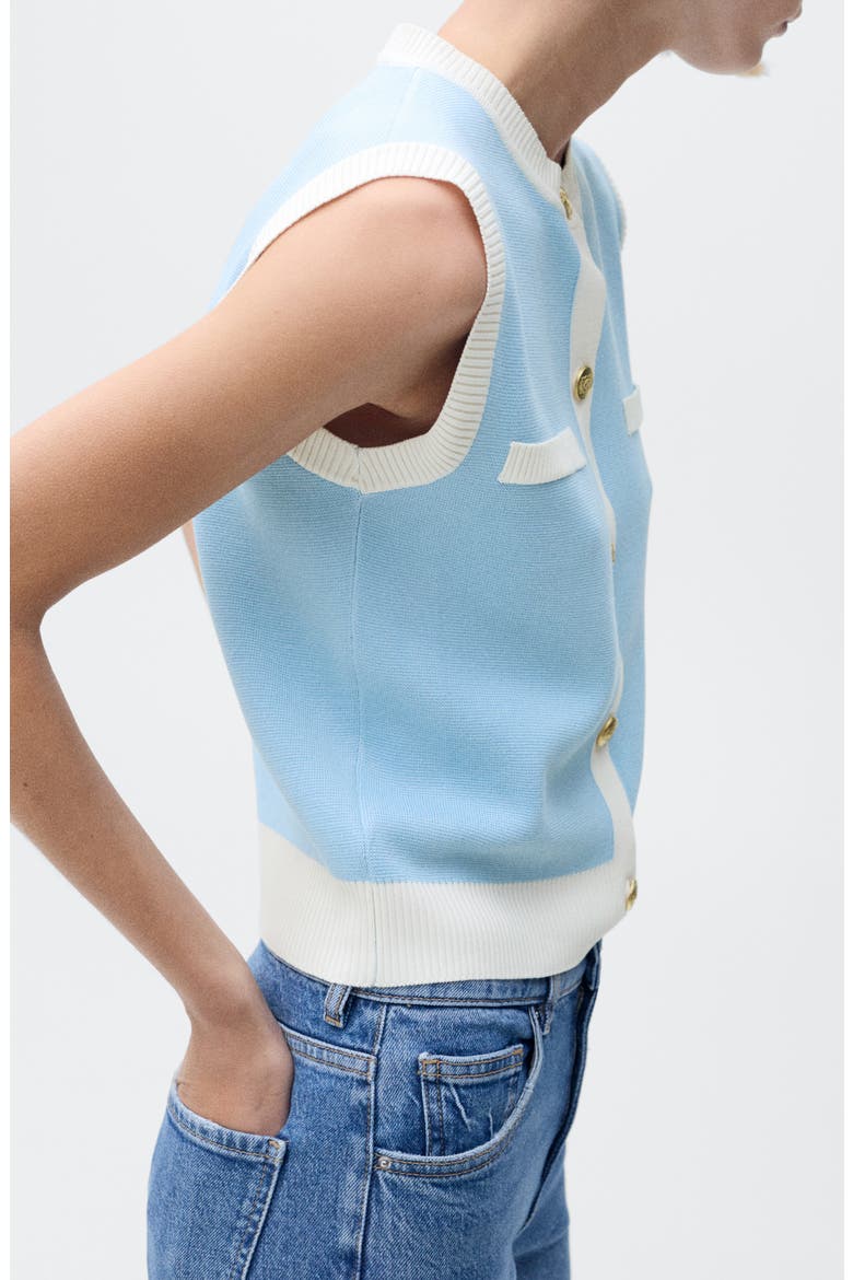 Knit Waistcoat, Alternate, color, TURQUOISE